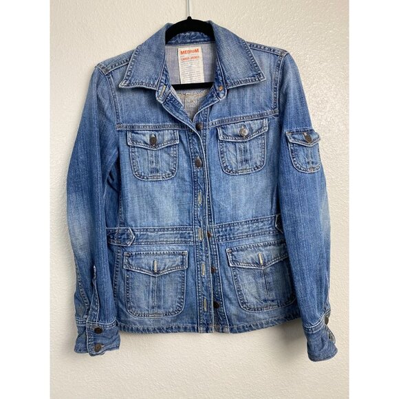 J. Crew Jackets & Blazers - J. Crew Cargo Jean Jacket Womens size Medium 4 Pocket Denim Blue Utility Cotton